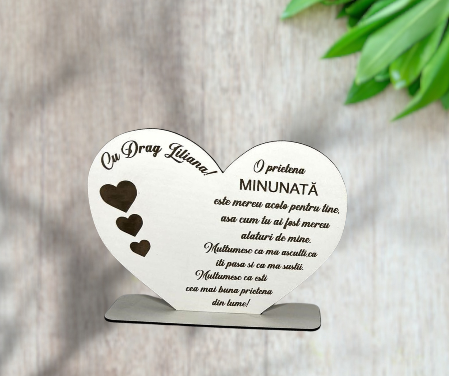 Inima Gravata Laser cu Text 8 Martie