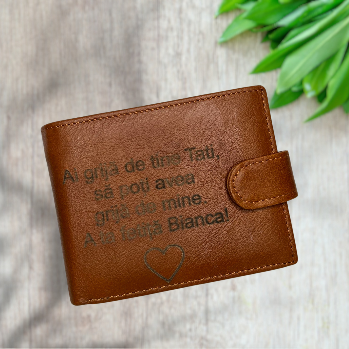 Portofel Barbati din Piele Gravat Maro