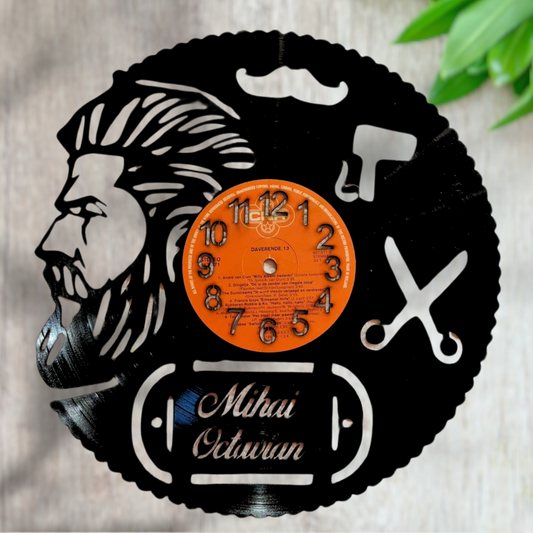 Ceas Personalizat Vinil BarberShop